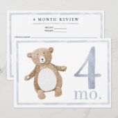 Baby Boy Waterverf Milestone 4 maand oude kaart (Voorkant / Achterkant)