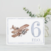 Baby Boy Waterverf Milestone 6 maanden oude kaart (Staand voorkant)