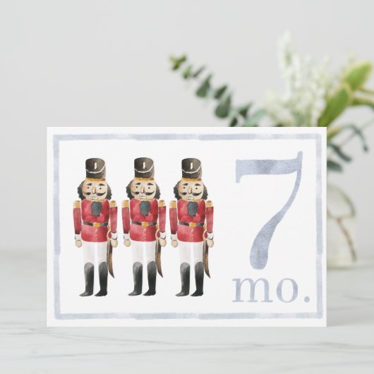 Baby Boy Waterverf Milestone 7 maand oude kaart (Staand voorkant)