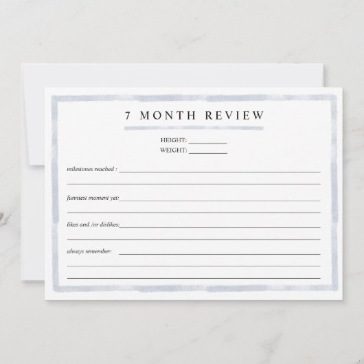 Baby Boy Waterverf Milestone 7 maand oude kaart (Achterkant)