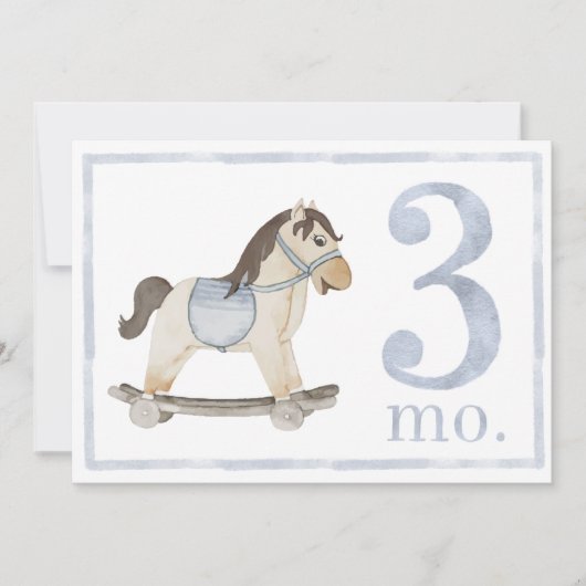 Baby Boy Waterverf Milestone Driemaands oude kaart (Voorkant)