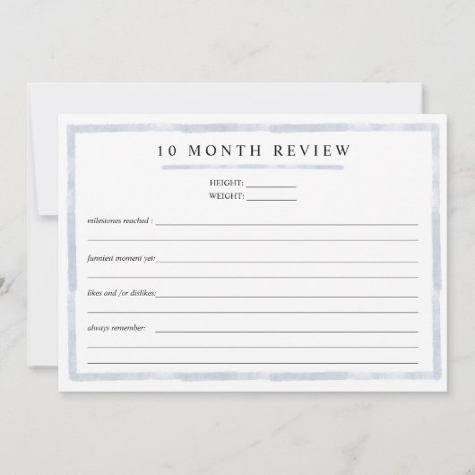 Baby Boy Waterverf Milestone Tien maand oude kaart (Achterkant)