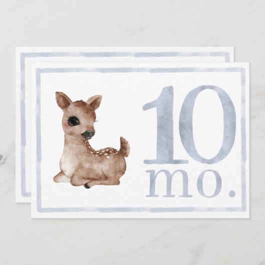 Baby Boy Waterverf Milestone Tien maand oude kaart (Voorkant / Achterkant)