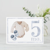 Baby Boy Waterverf Milestone Vijf maanden oude Kaa Kaart (Staand voorkant)