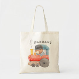 Baby Boy Waterverf Teddy Bear Train Diaper Tote Bag