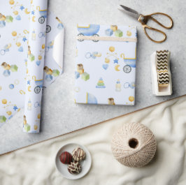 Baby Boy Waterverf Theme Baby shower Cadeaupapier