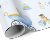 Baby Boy Waterverf Theme Baby shower Cadeaupapier (Rol Hoek)