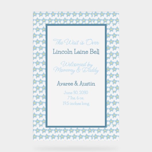 Baby Boy Welkomstbord Acryl Bord (Voorkant)