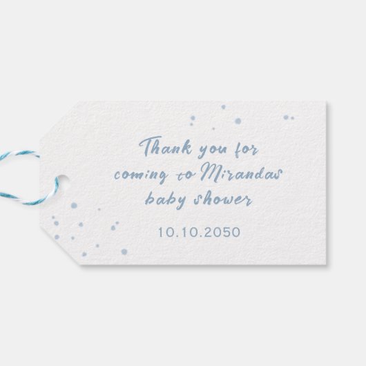 Baby Boy Whimsical Denim Blue Baby shower Cadeaulabel (Achterkant Horizontaal)
