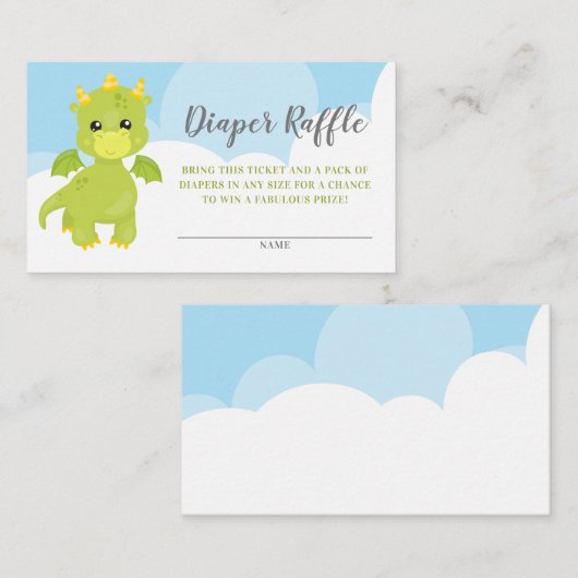 Baby Boy Whimsical Dragon Diaper Raffle Informatiekaartje (Voorkant / Achterkant)