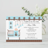 Baby Boy Wieg Boy Baby shower Uitnodiging (Staand voorkant)