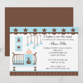 Baby Boy Wieg Boy Baby shower Uitnodiging (Voorkant / Achterkant)