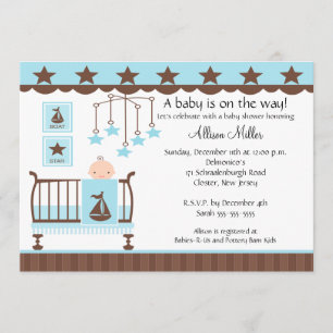 Baby Boy Wieg Boy Baby shower Uitnodiging