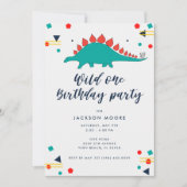 Baby Boy Wild Een Dinosaurus 1e Verjaardag Kaart (Voorkant)