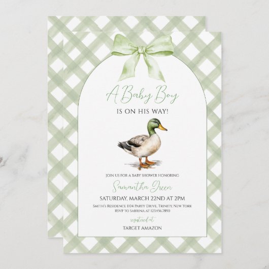 Baby Boy Wilde Eend Baby Shower Kaart (Voorkant / Achterkant)