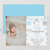 Baby Boy Winter ONEderland First Birthday Photo Kaart (Voorkant / Achterkant)