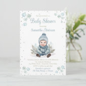 Baby Boy Winter Snowflake Baby shower Kaart (Staand voorkant)