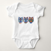 Baby Boy Witte Bodysuit Met Schattige Uilen Ontwer (Voorkant)