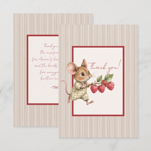 Baby Boy Woodland Animal Flat Thank You Card Bedankkaart (Voorkant / Achterkant)