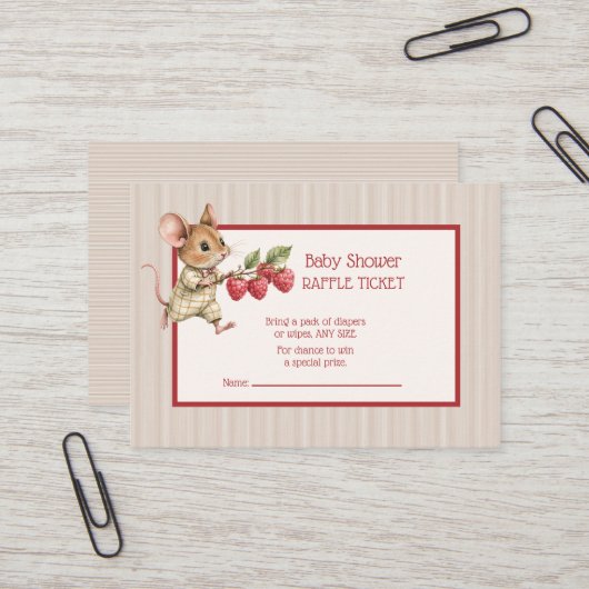 Baby Boy Woodland Animal Raffle Ticket (Voorkant / Achterkant in situ)