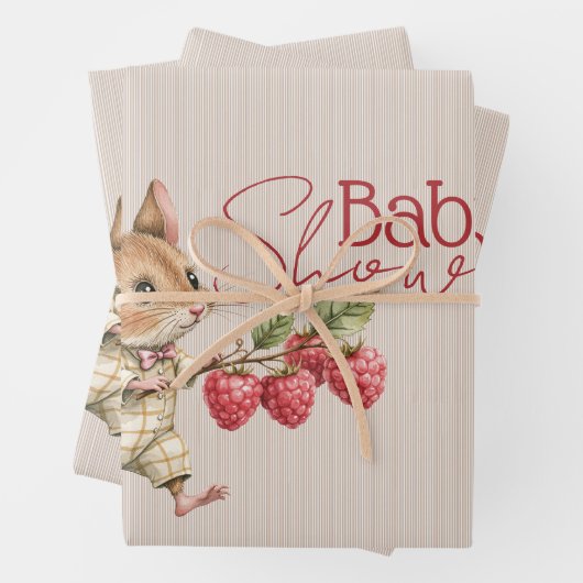 Baby Boy Woodland Animal Shower Inpakpapier Vel (In situ)