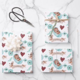 Baby Boy Wrapping Paper Flat Sheet Set van 3