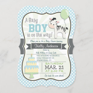 Baby Boy Zebra, Pastel Baby shower nodigt uit Kaart
