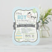 Baby Boy Zebra, Pastel Baby shower Uitnodigen Kaart (Staand voorkant)