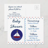 Baby Boy Zeilboot Blauw Baby shower Uitnodiging (Voorkant / Achterkant)