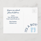 Baby Boy Zeilboot Blauw Baby shower Uitnodiging (Achterkant)