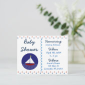 Baby Boy Zeilboot Blauw Baby shower Uitnodiging (Staand voorkant)