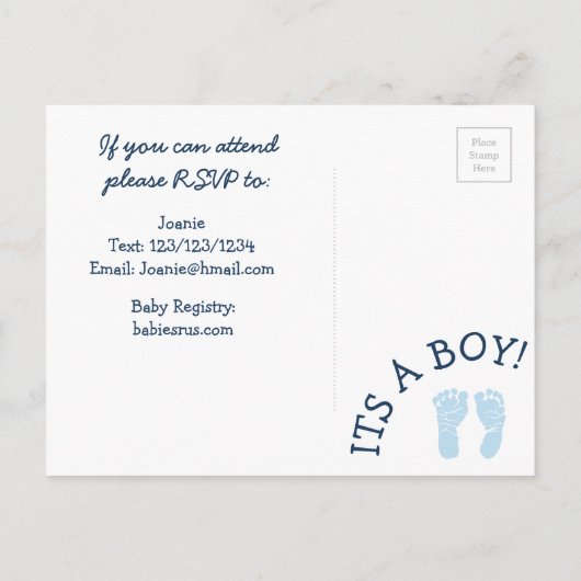 Baby Boy Zeilboot Blauw Baby shower Uitnodiging (Achterkant)