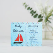 Baby Boy Zeilboot Blauw Baby shower Uitnodiging (Staand voorkant)