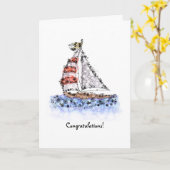 Baby Boy Zeilboot Kaart (Gele Bloem)