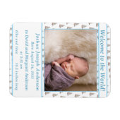 Baby Boy Zeilboten Thema Geboorteaankondiging Magneet (Horizontaal)