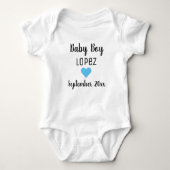 Baby Boy Zwangerschap Aankondiging Blauw hart Romper (Voorkant)