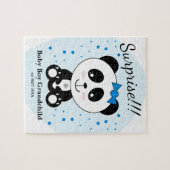 Baby Boy Zwangerschap Aankondiging (Blauw Panda) Legpuzzel (Horizontaal)