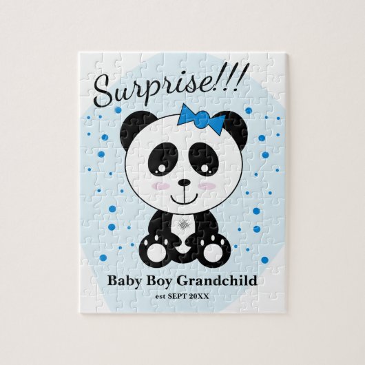 Baby Boy Zwangerschap Aankondiging (Blauw Panda) Legpuzzel (Verticaal)