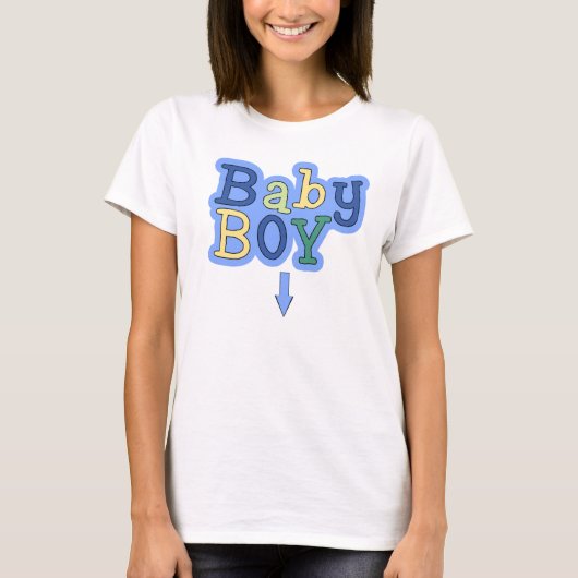 Baby Boy Zwangerschap Aankondiging T-Shirt (Voorkant)