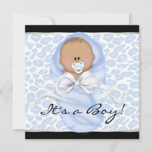 Baby Boy Zwart Blauw Luipaard Baby shower Kaart