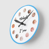 Baby Boy's 1e jaar 12 maanden foto's Blauw Ronde Klok (Hoek)