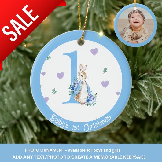 Baby Boy's 1e kerst foto decoratie konijn