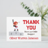 Baby Boy's 1e plaats Batter Verjaardag Honkbal Bedankkaart (Staand voorkant)