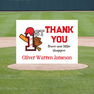 Baby Boy's 1e Verjaardag Honkbal Slugger Bedankkaart