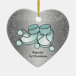 Baby Boy's 1st Kerstmis - Heart Shaped Ornament