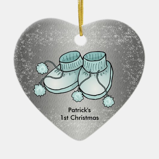 Baby Boy's 1st Kerstmis - Heart Shaped Ornament (Voorkant)