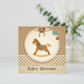 Baby Boy's Baby shower Uitnodiging Rocking Horse (Staand voorkant)