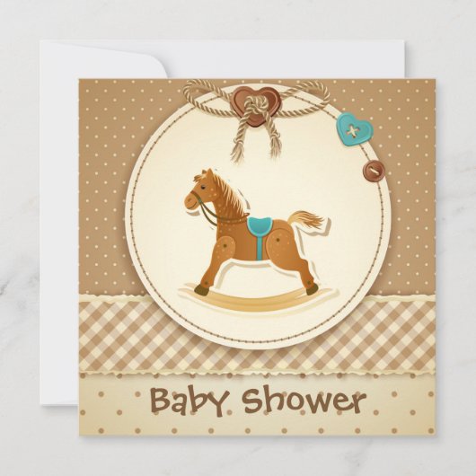 Baby Boy's Baby shower Uitnodiging Rocking Horse (Voorkant)