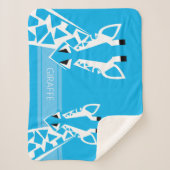 Baby Boy's Bame Giraffe Blue Blanket Sherpa Deken (Voorkant)