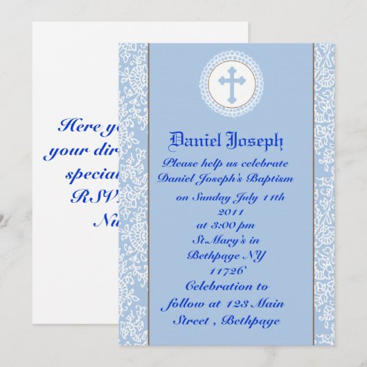 Baby Boys Baptism/Christening Kaart (Voorkant / Achterkant)